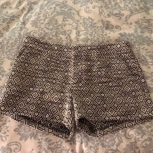 White and Black Textured Shorts
